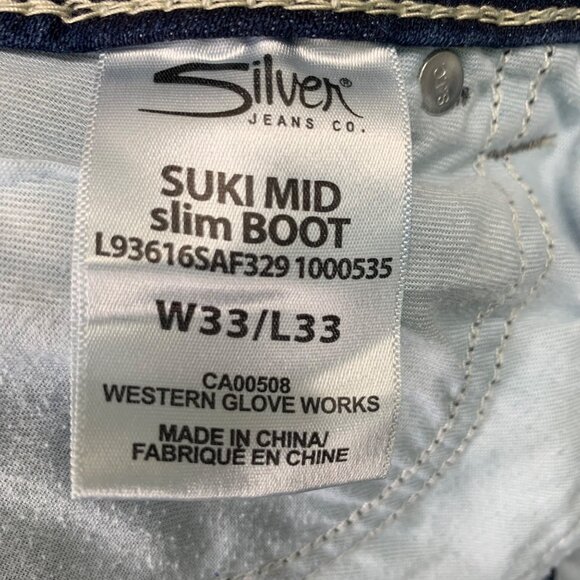 Silver Jeans Co. Womens W33/L33 Blue Suki Mid Slim Bootcut Denim Jeans - Picture 4 of 12
